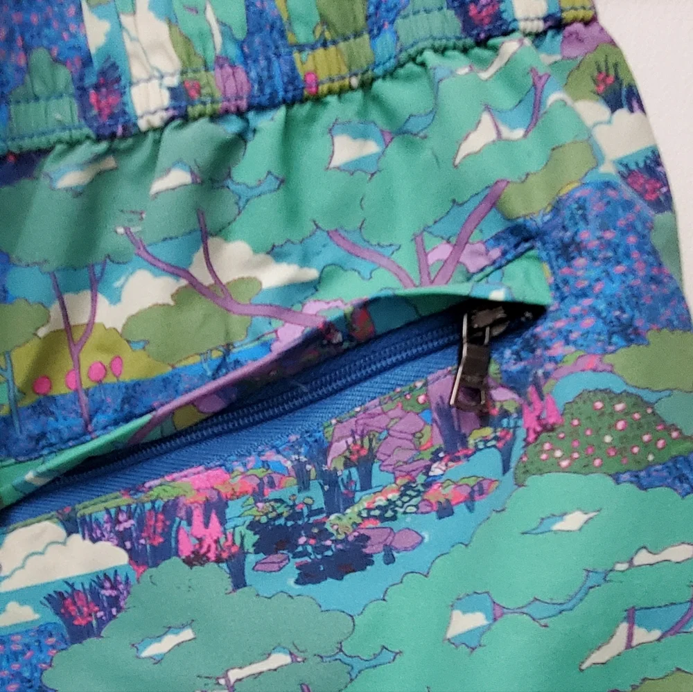 Onia Liberty Fabrics Swim Shorts Elstic Waist Pockets Mesh Inside UPF 50+ Size S